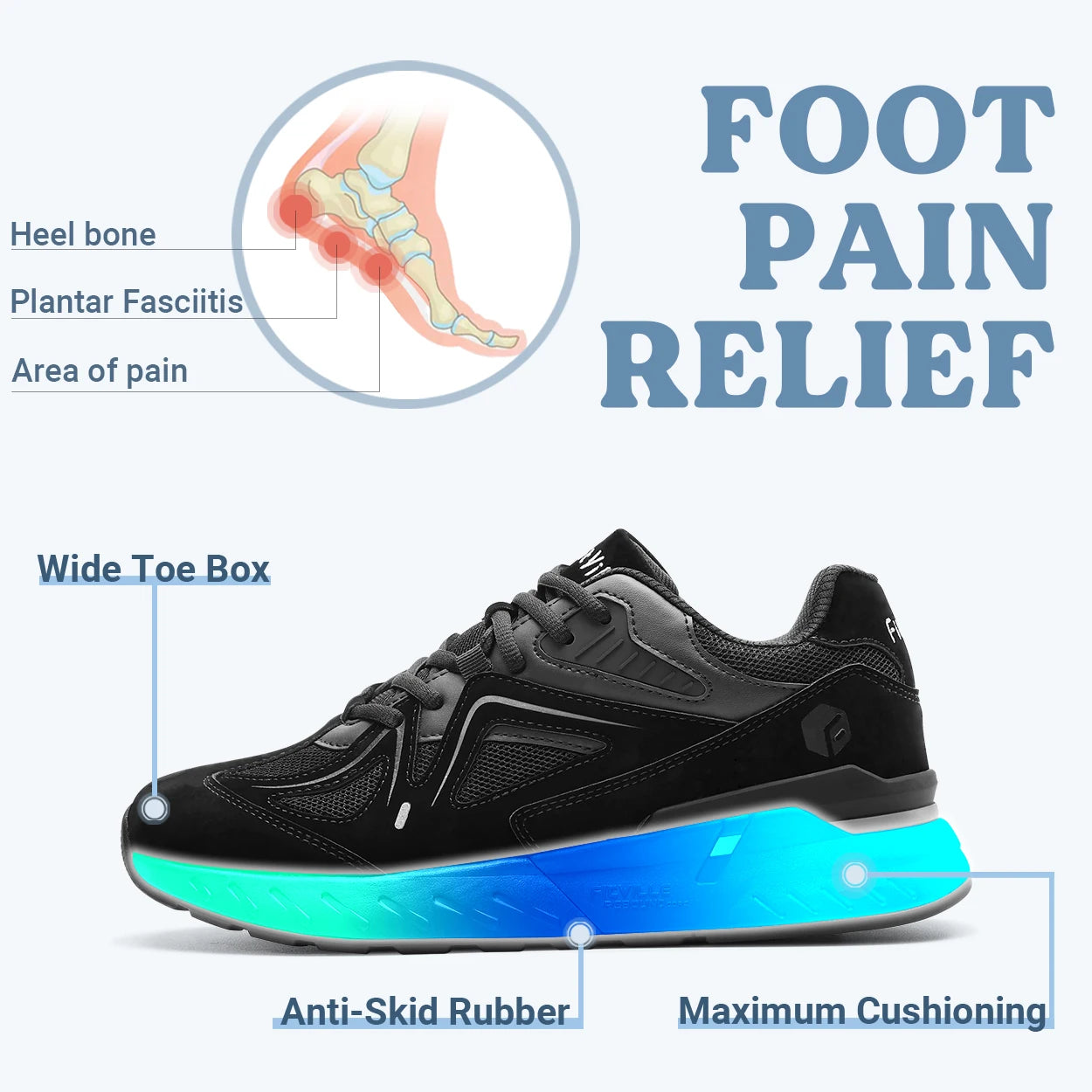 Fittington Men's Walking Shoes Extra Wide Non Slip Sneakers