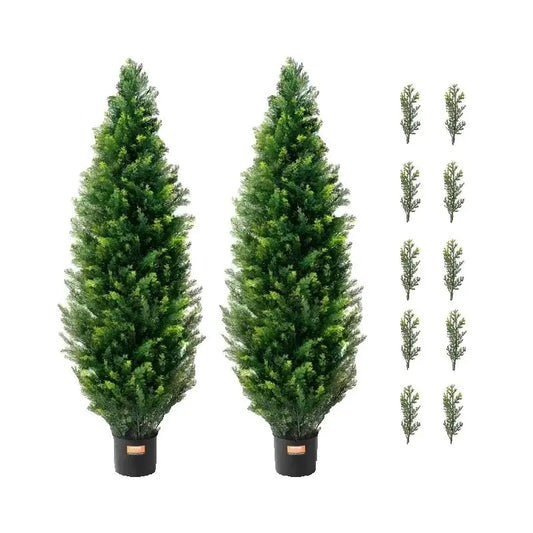 SucceBuy Artificial Cedar Topiary Tree For Home Decor Outdoor