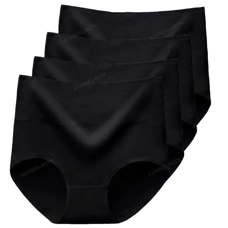 High Waist Cotton Panties For Women Abdominal Shaper 4Pcs Set
