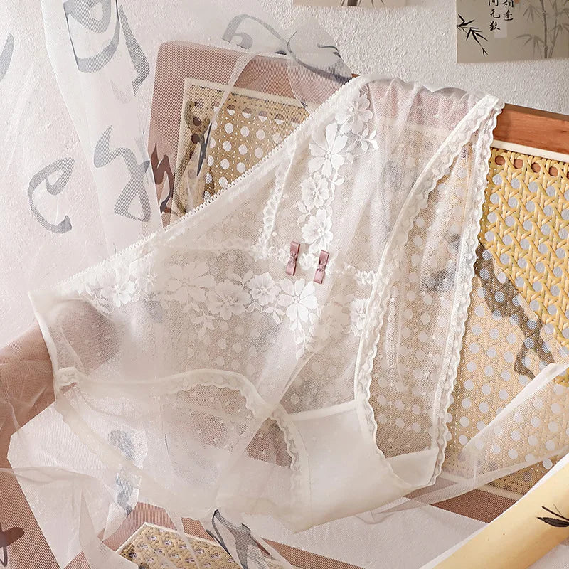 Gauze Translucent Lace Panties For Women Elastic Underwear