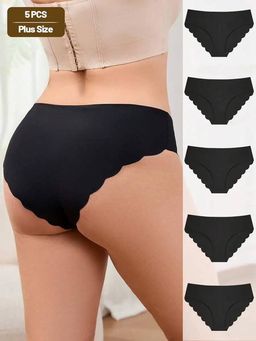 Breathable Ice Silk Briefs For Women With Scallop Trim
