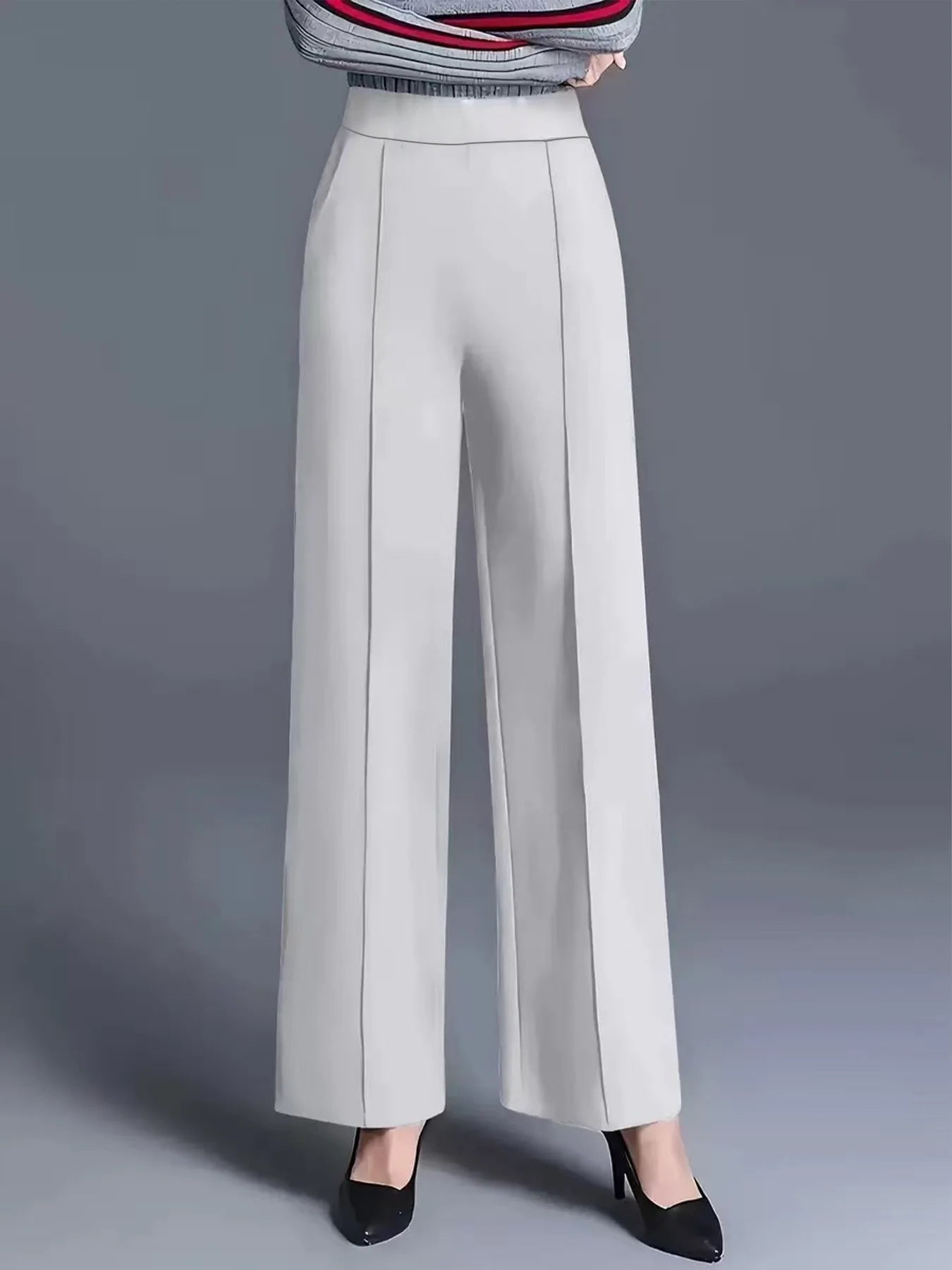 Wide Leg High Waist Women's Casual Pants With Pockets