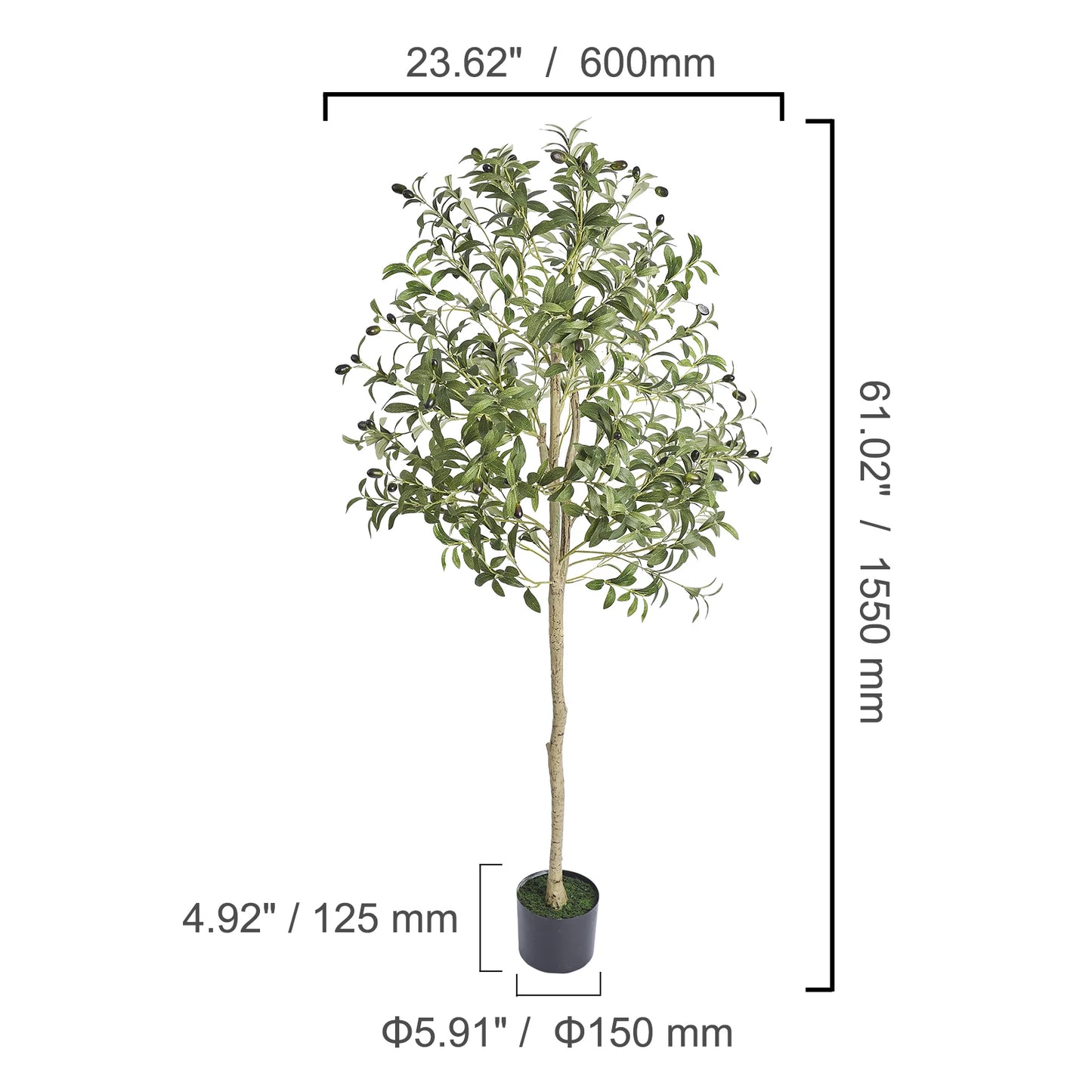 SucceBuy Artificial Olive Tree Faux Plant Indoor Anti Tilt Protection