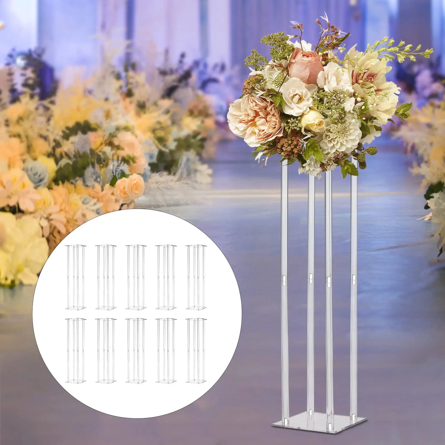 Acrylic Vase Column Stand Centerpiece For Weddings