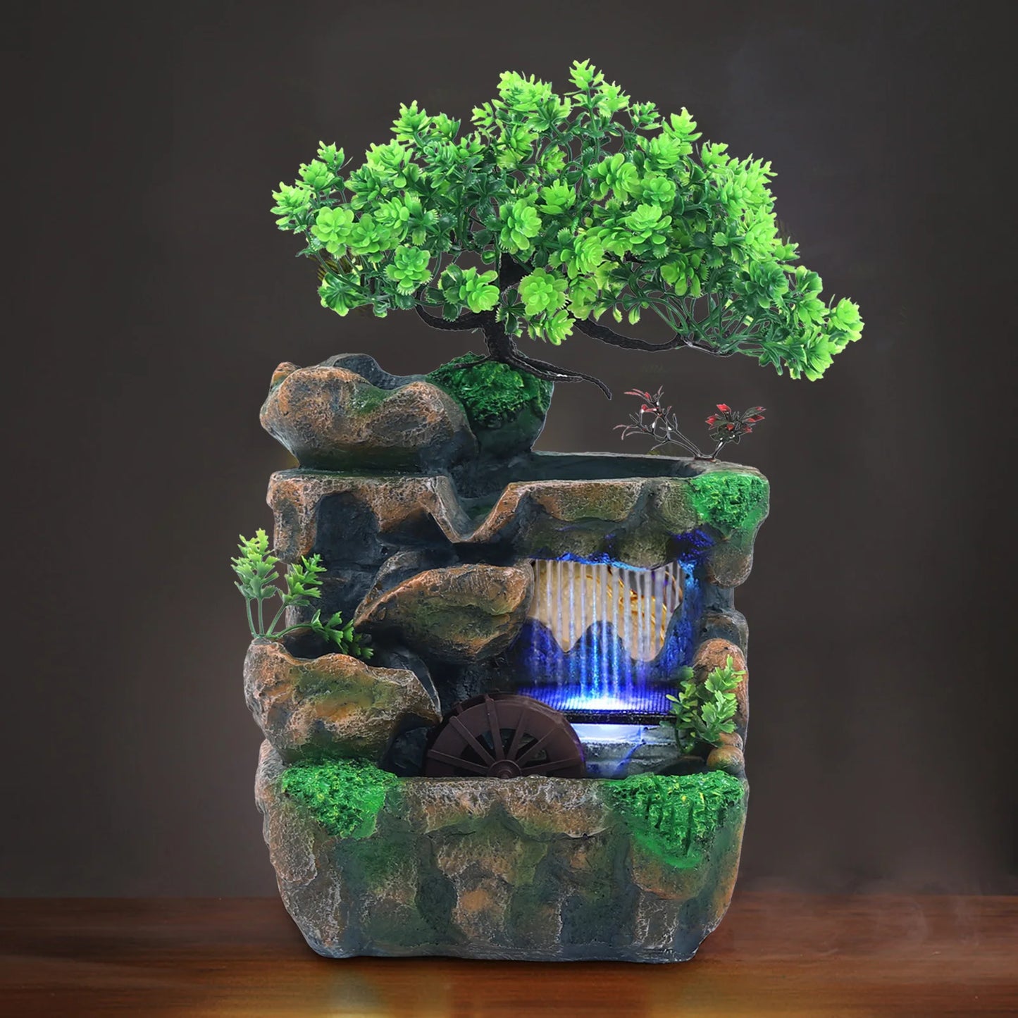 Indoor Room Fountain Waterfall Decor With LED Lighting Zen Meditation