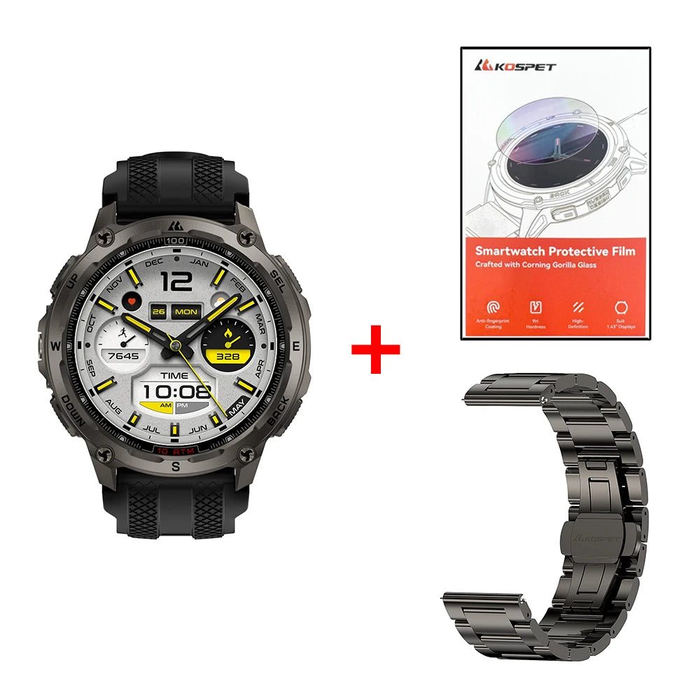 KOSPET Tank T4 Smart Watch 6Sat GPS Offline Maps 10ATM For Men