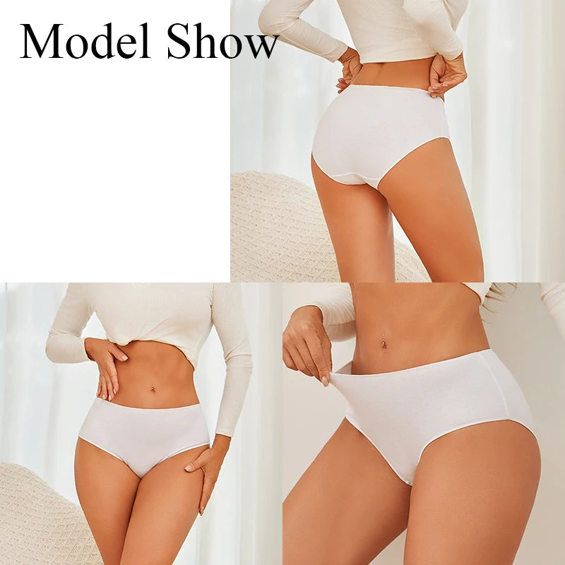 Comfort Cotton Panties Set Women High Waist Breathable Seamless Underwear