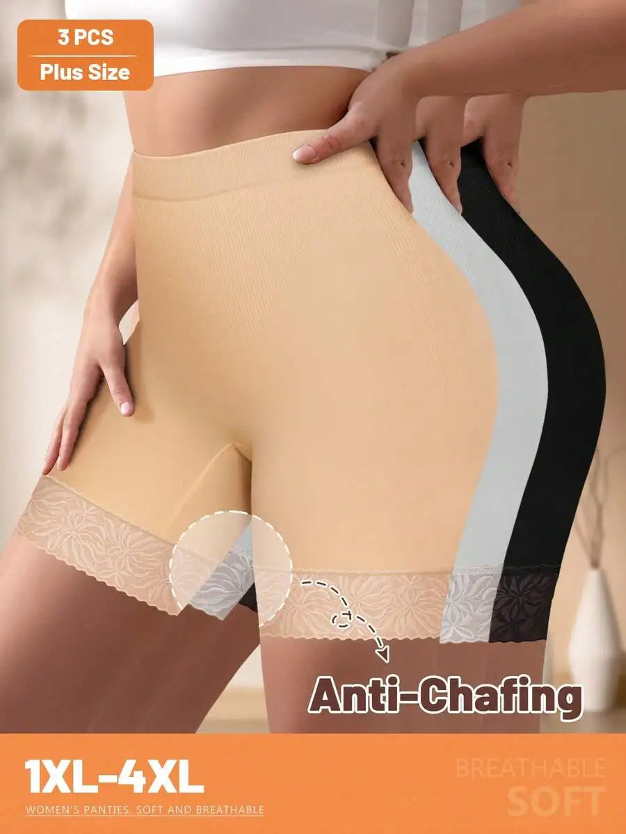 Polyester High Waist Lace Briefs Three Pack For Women