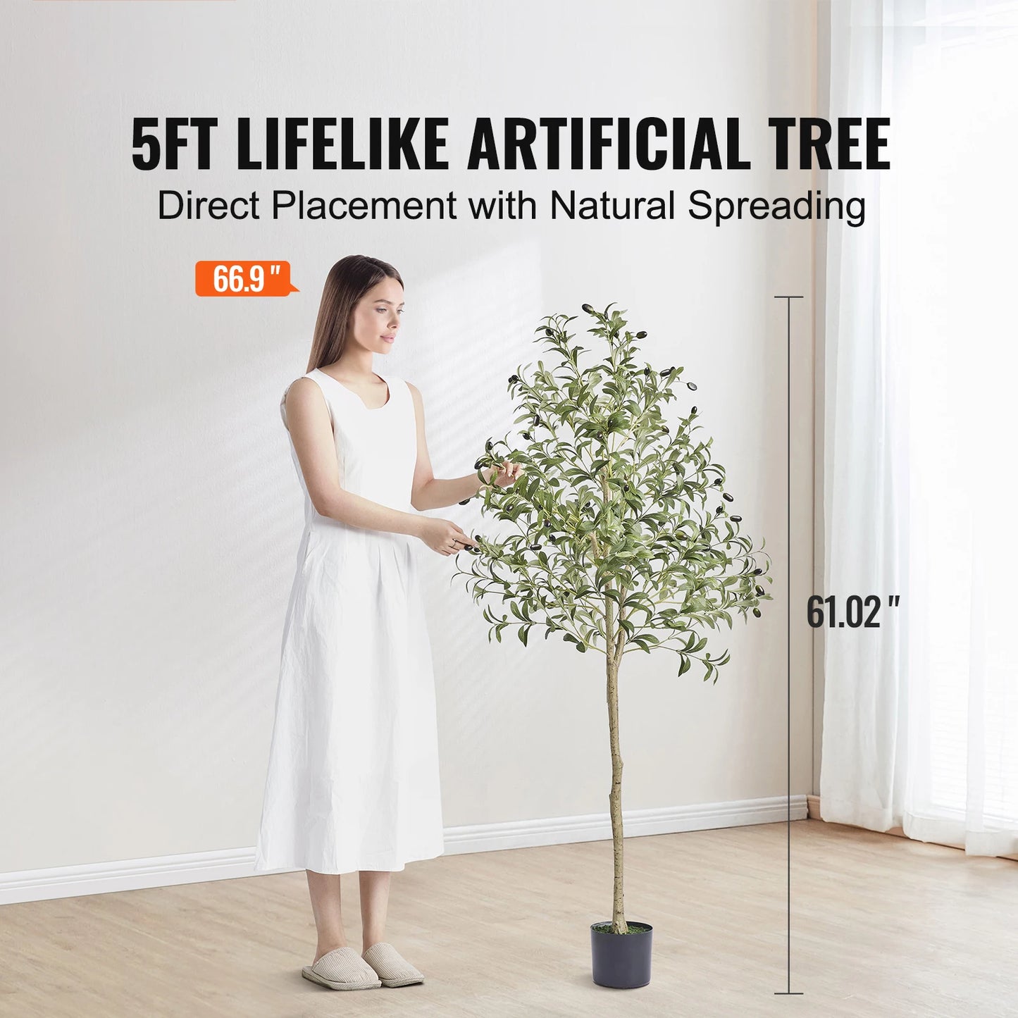 SucceBuy Artificial Olive Tree Faux Plant Indoor Anti Tilt Protection