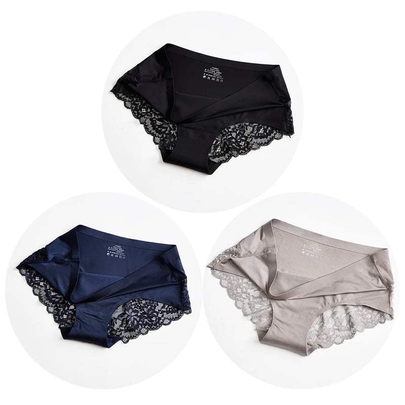 Women Lace Satin Panties Set Exquisite Soft Comfort