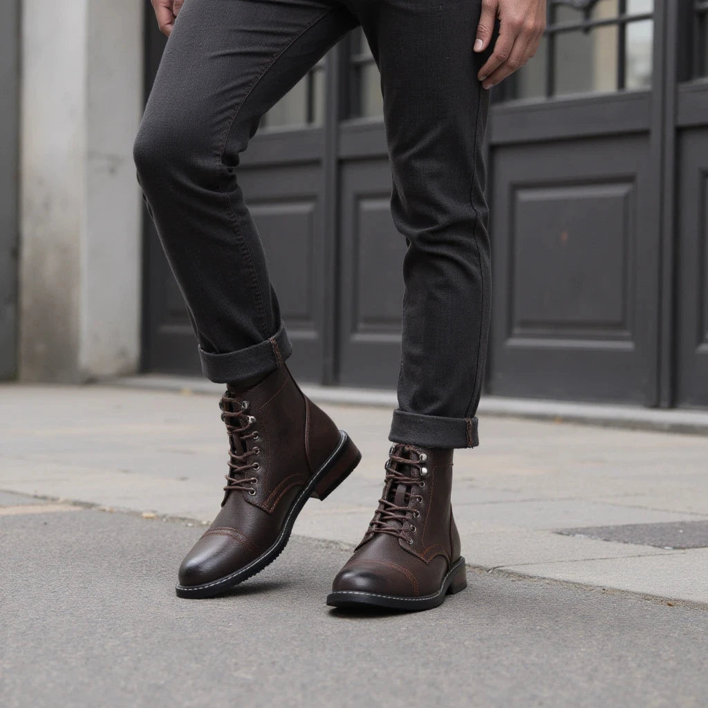 Hecrafted Ankle Western Leather Boots For Men Everyday Comfort