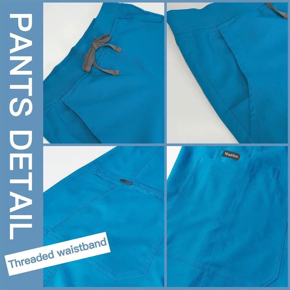 Unisex Nurse Scrubs Uniform Set Jogger Pants Medical Workwear