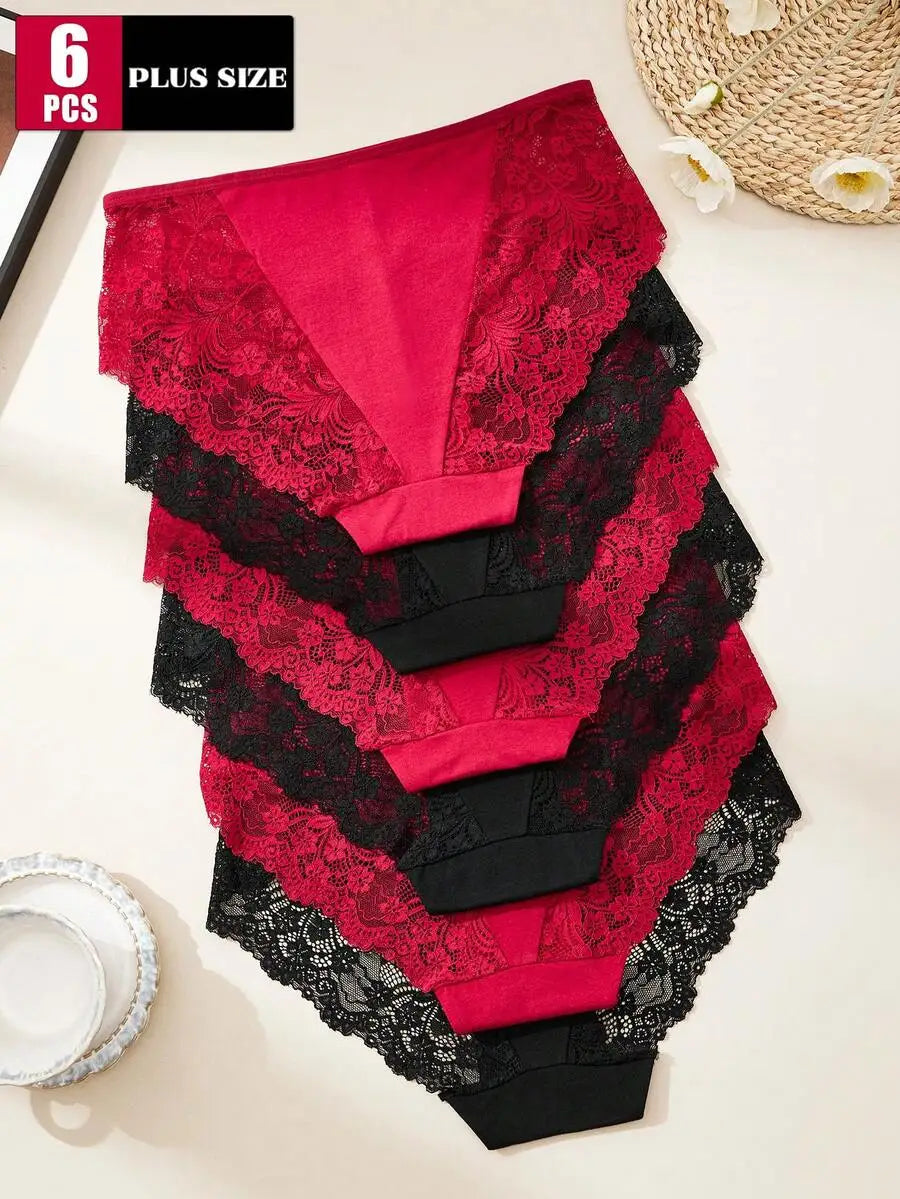 Plus Size Women Lace Panties Comfortable Soft Briefs