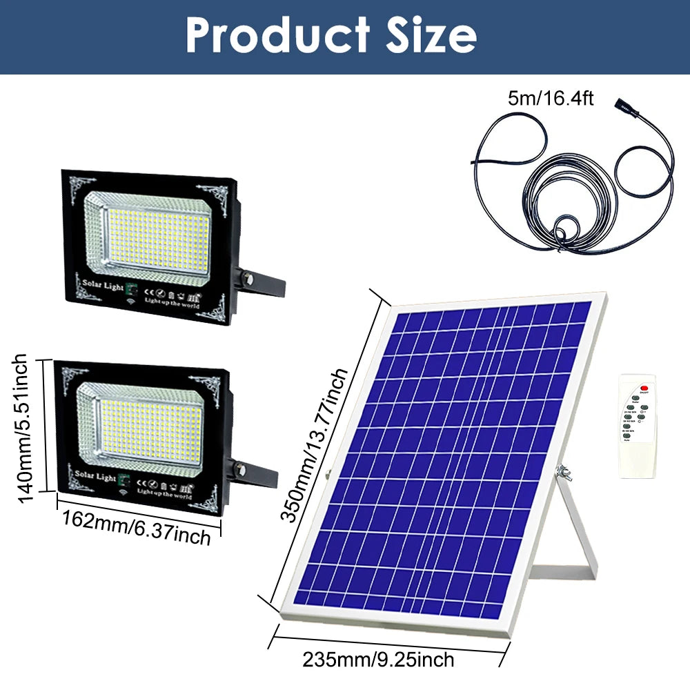 2 Head 500W Solar LED Flood Light For Outdoor Garden
