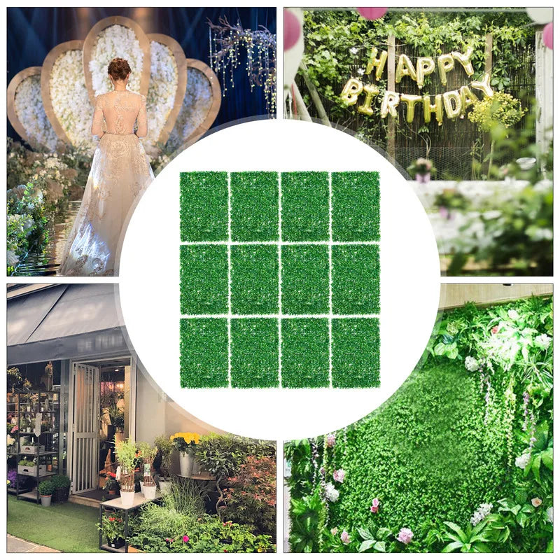 Artificial Hedge Panels Christmas Decorations 12pcs Garden Wall Decor