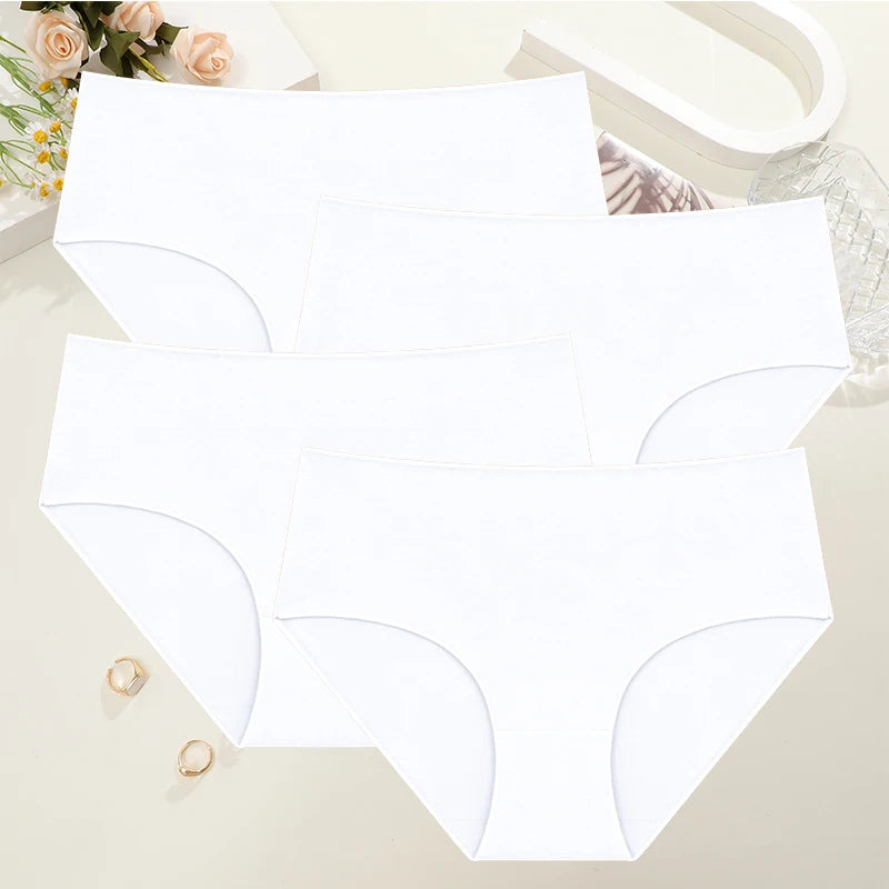 Comfort Cotton Panties Set Women High Waist Breathable Seamless Underwear