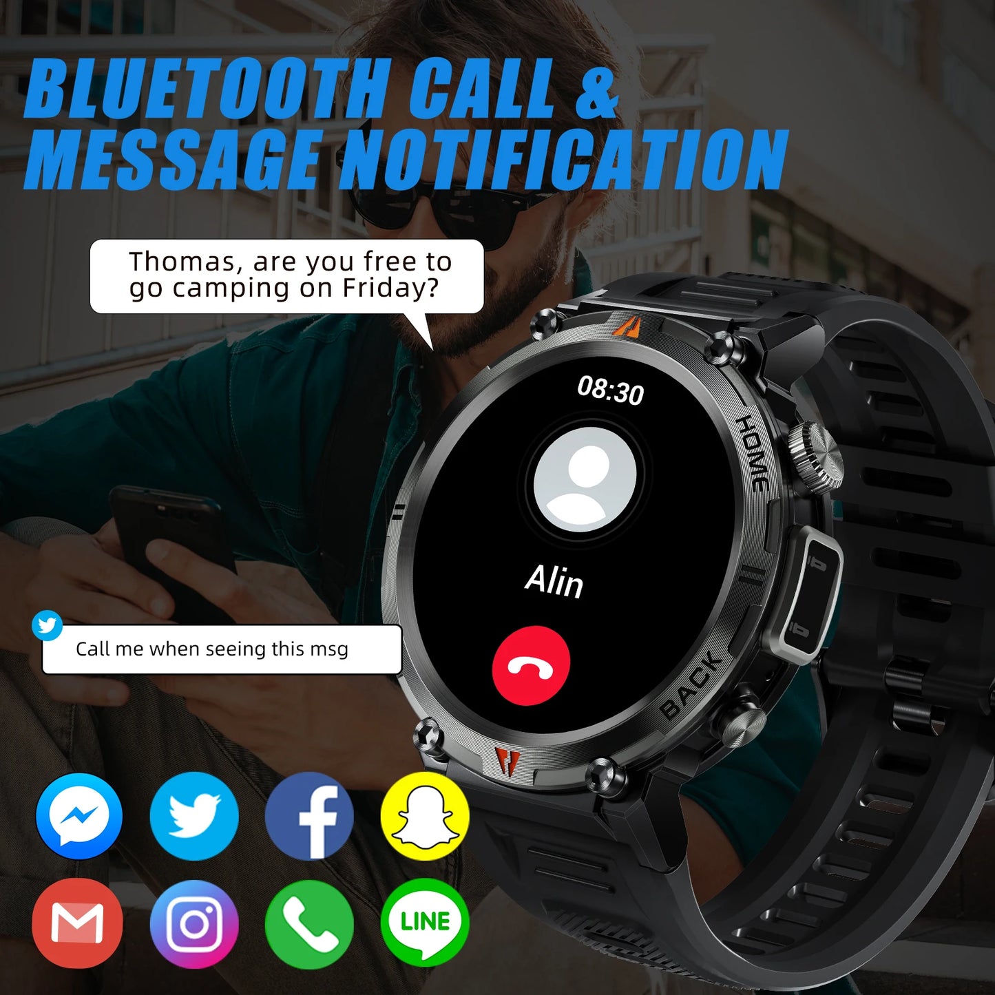 LaNikar KE3 Smartwatch Bluetooth Call Health Monitor For iOS Android