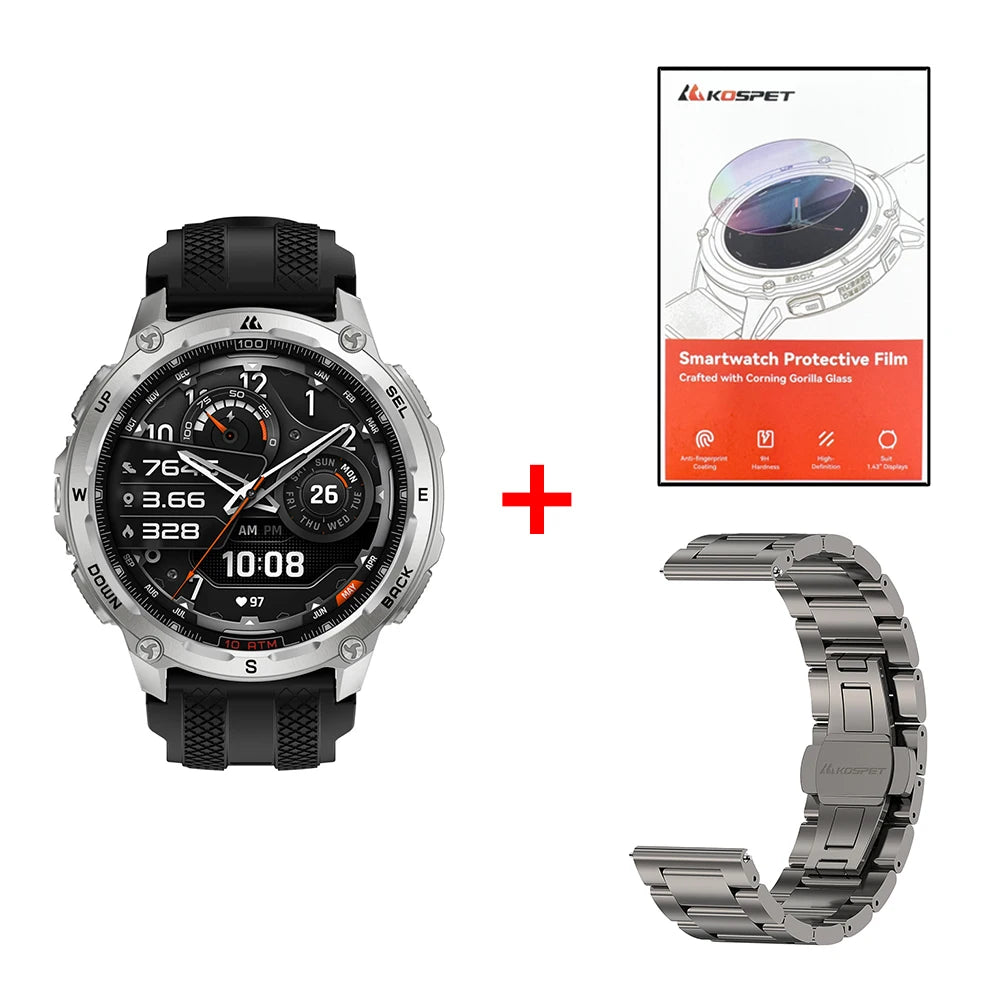 KOSPET Tank T4 Smart Watch 6Sat GPS Offline Maps 10ATM For Men