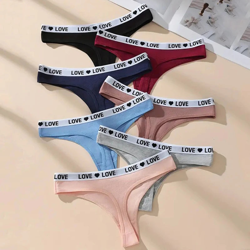 Women Cotton Thongs Panties Striped Underwear Soft G Strings Lingerie