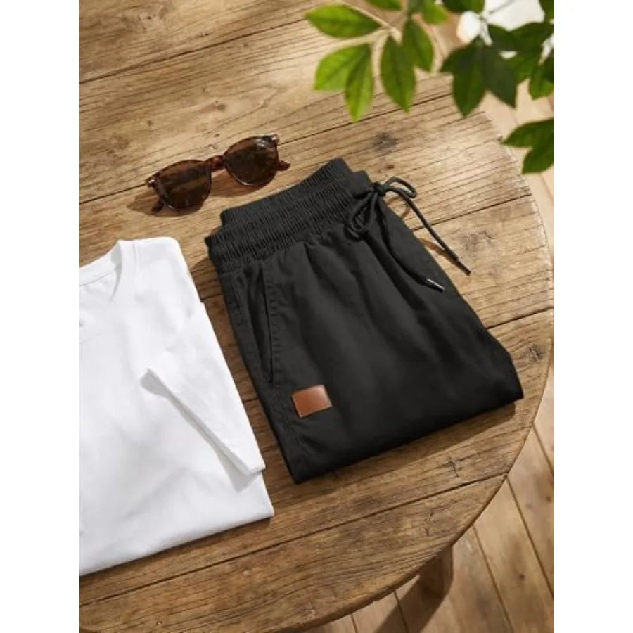 Mens Cotton Drawstring Casual Shorts For Summer Beach Golf