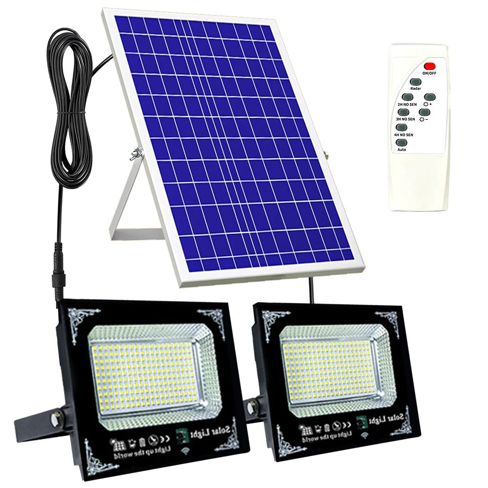 2 Head 500W Solar LED Flood Light For Outdoor Garden