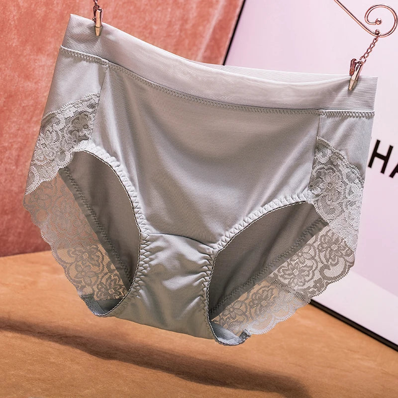 OYMQICH High Waist Lace Panties Milk Silk For Women