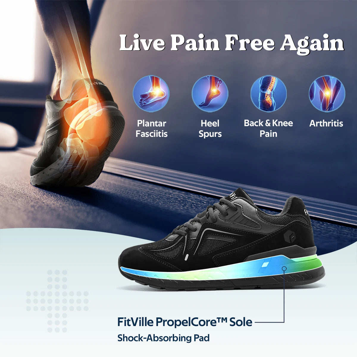 Fittington Men's Walking Shoes Extra Wide Non Slip Sneakers