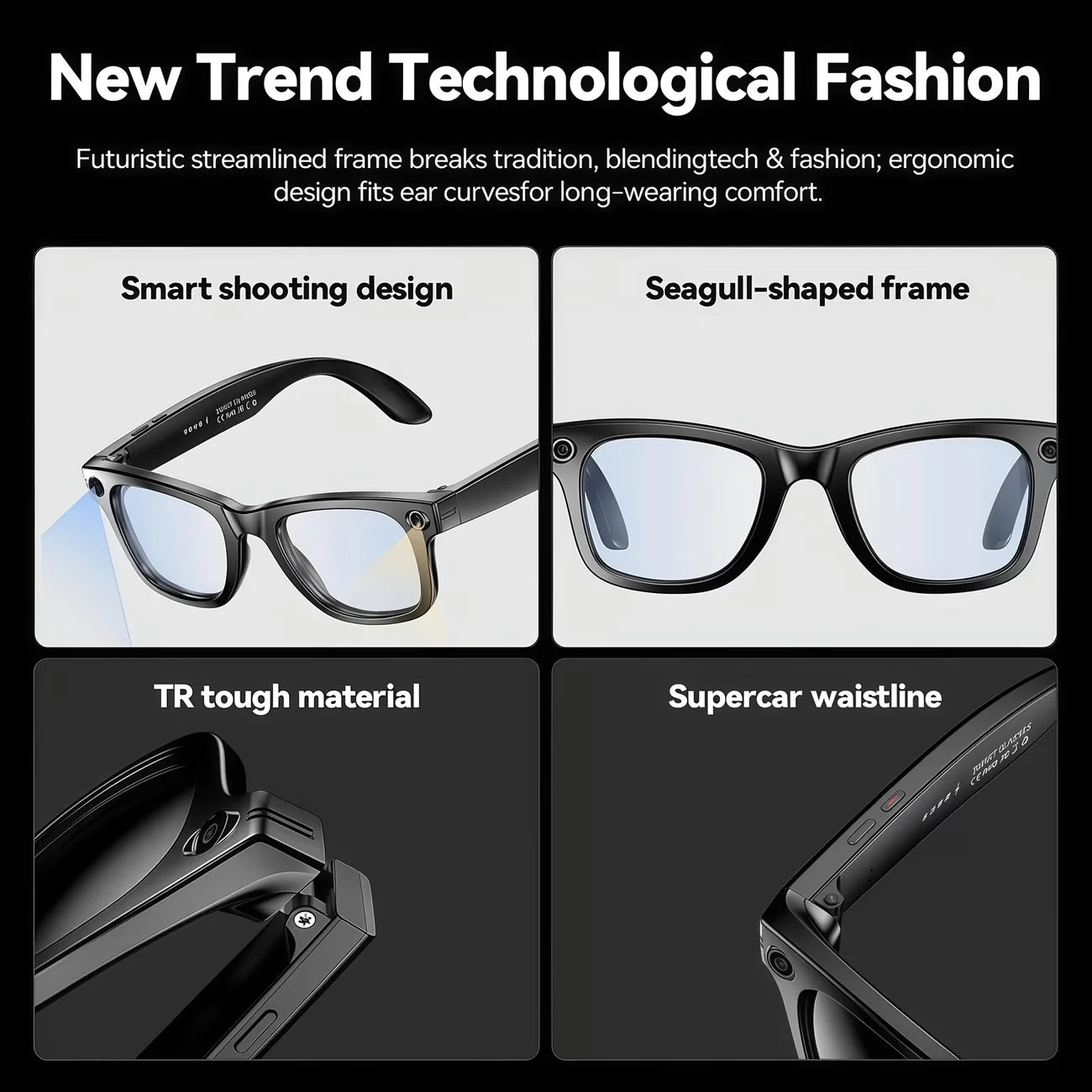 Giinova AI Smart Video Glasses With 8MP Camera Capabilities