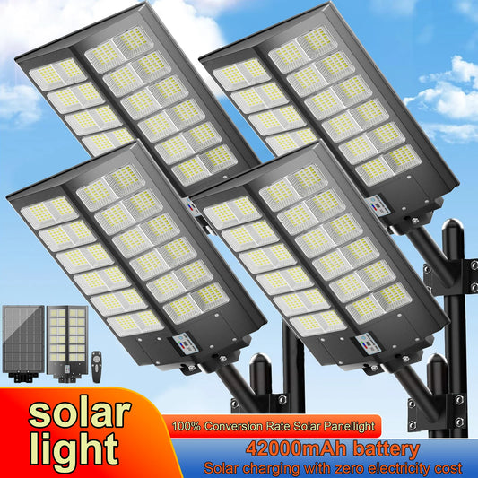 4-Pack Outdoor Solar Street Lights 6000W IP65 Waterproof Motion Sensor