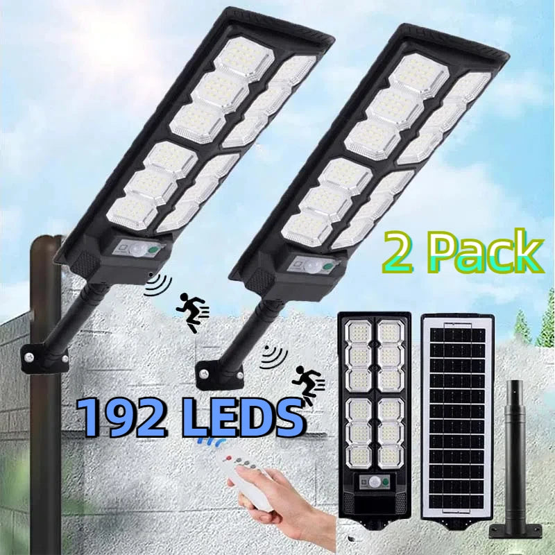 Solar Street Lights 192LED Dusk To Dawn With Motion Sensor