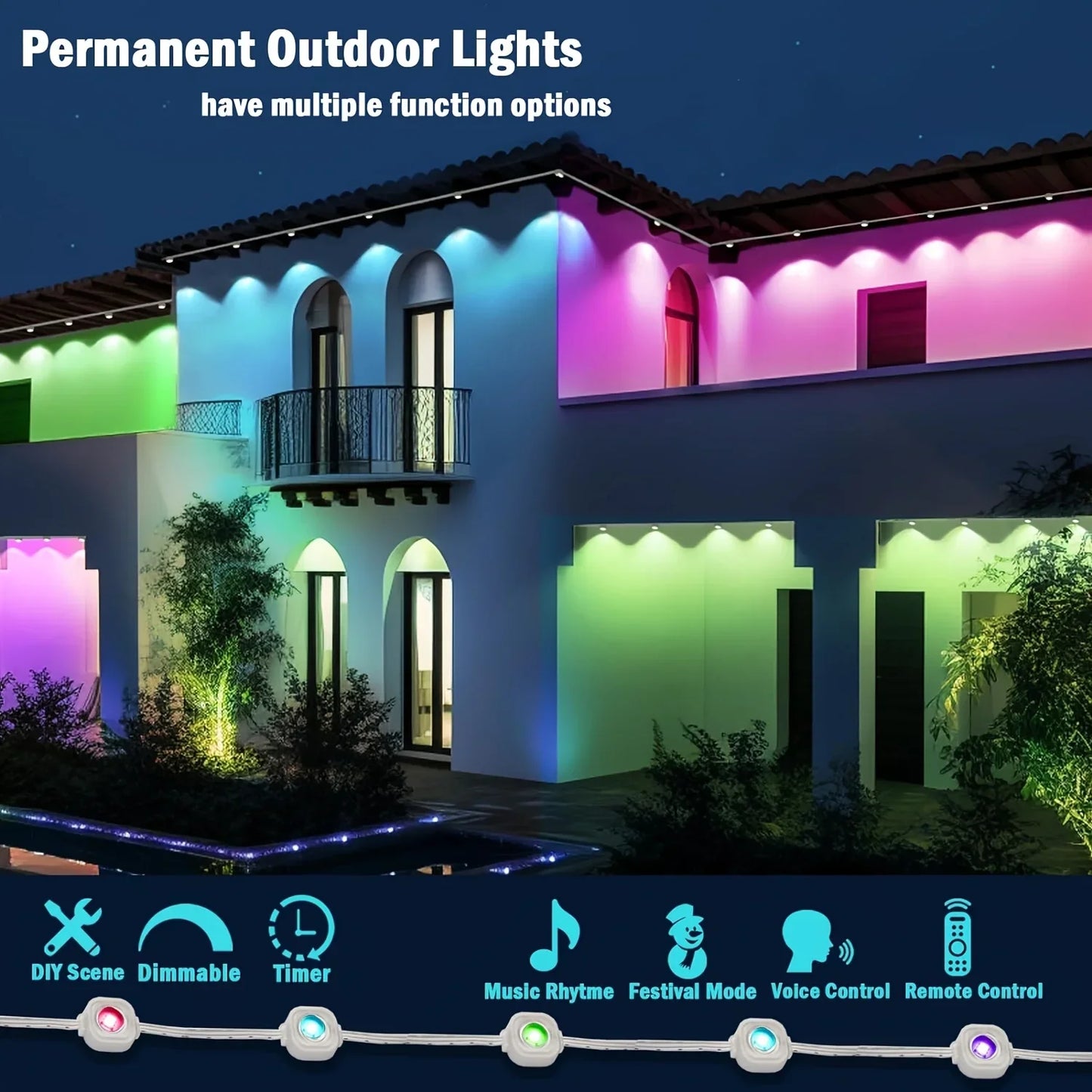 MIMIRGB Outdoor LED String Lights With App Control