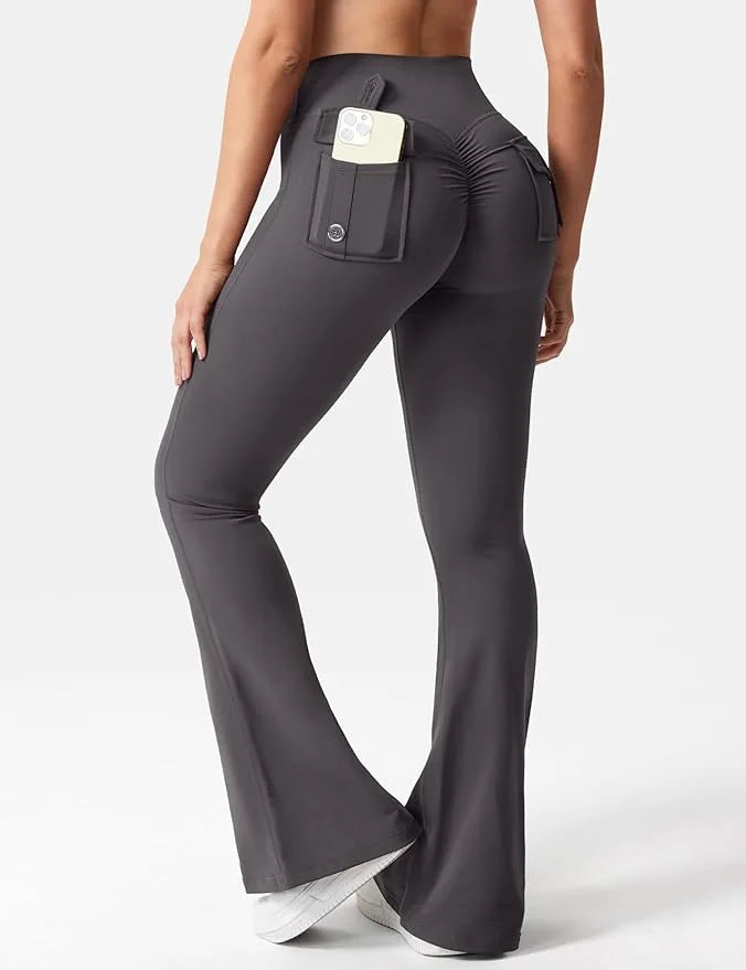 Women's Cargo Pocket Fitness Tights High-Waisted Butt Lift Yoga Pants