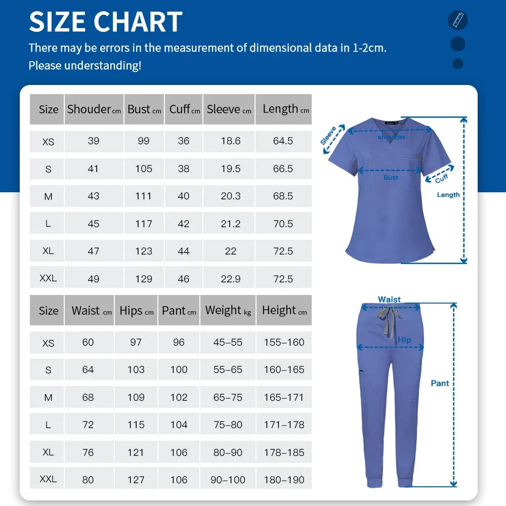 Unisex Nurse Scrubs Uniform Set Jogger Pants Medical Workwear