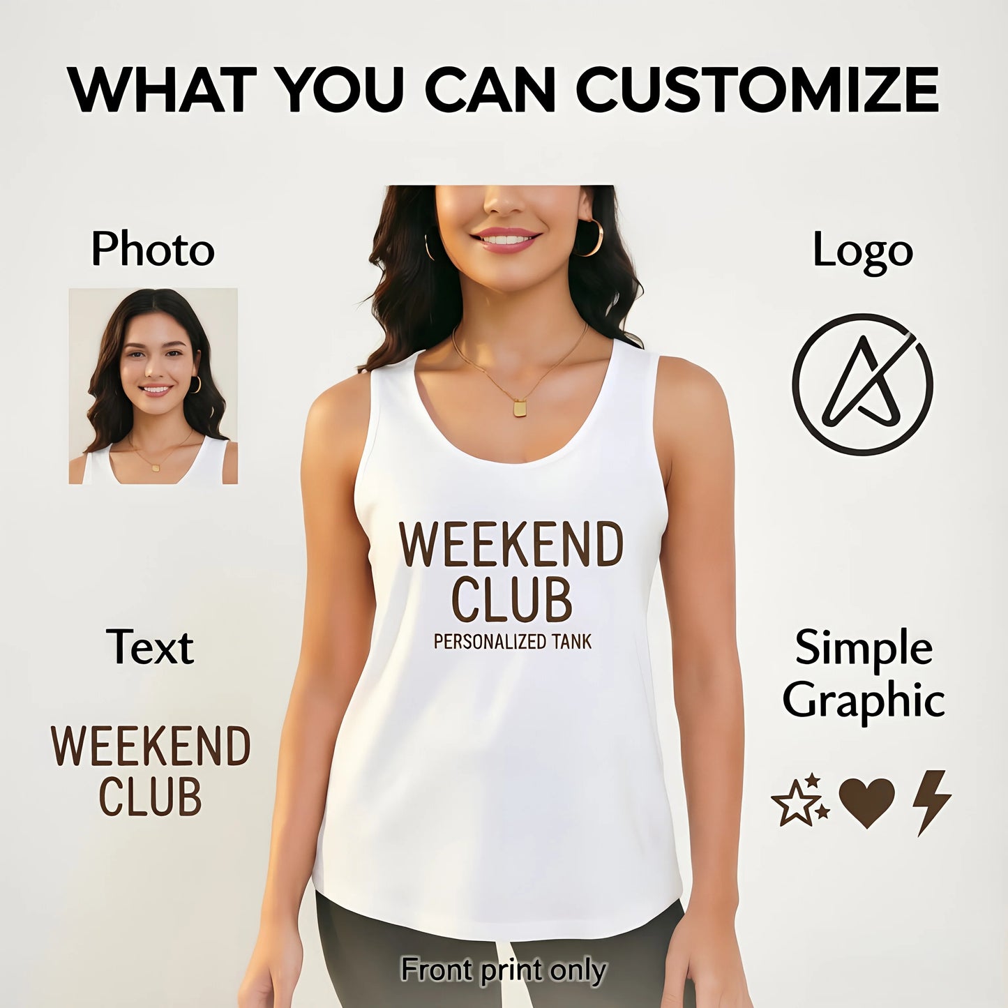 Personalized Women's Tank Top With Photo Logo Text
