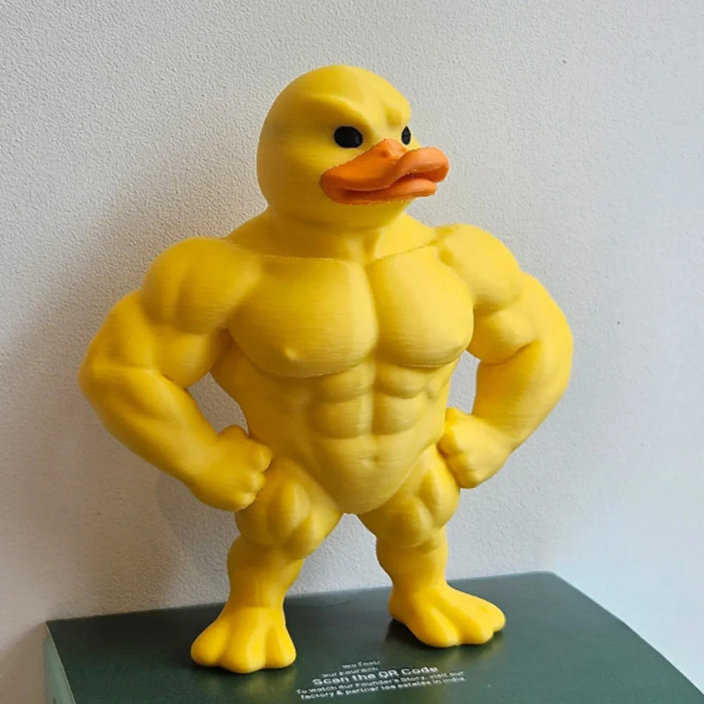 Muscle Duck Statue 3D Desktop Decor Whimsical Figurine