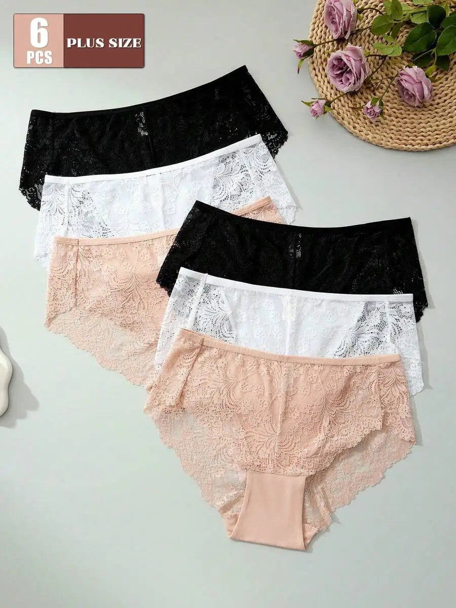Plus Size Women Lace Panties Comfortable Soft Briefs