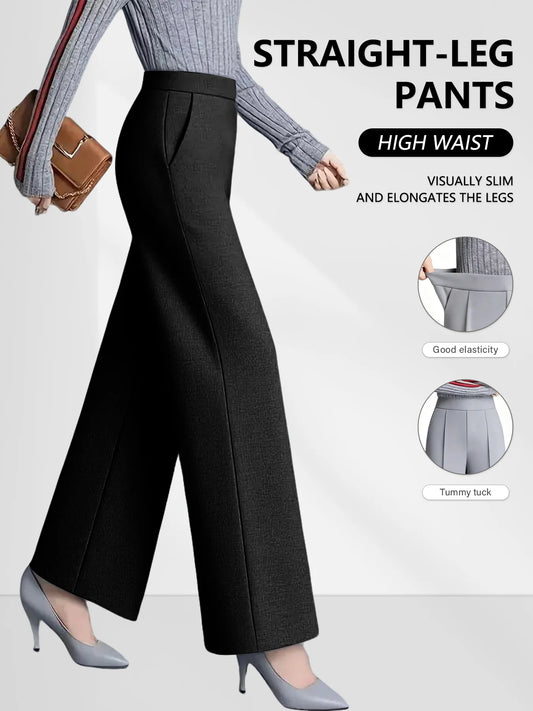 Wide Leg High Waist Women's Casual Pants With Pockets