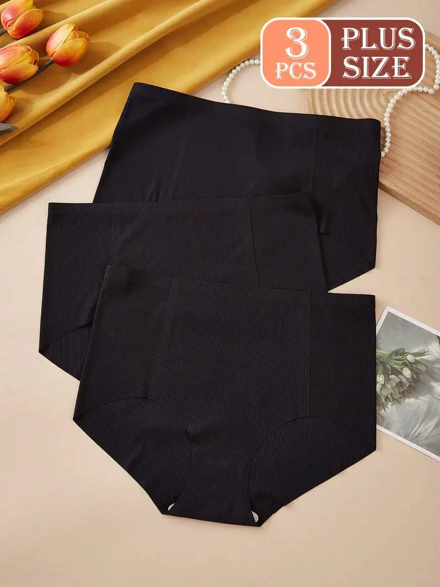 Seamless Ribbed Women Panties Breathable High Elastic Full Coverage