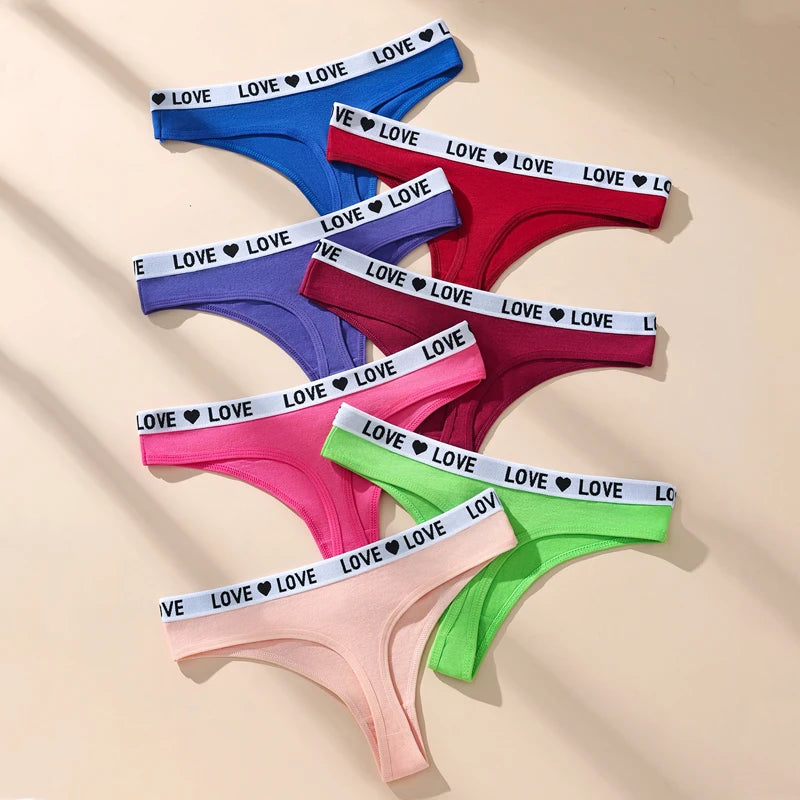 Women Cotton Thongs Panties Striped Underwear Soft G Strings Lingerie