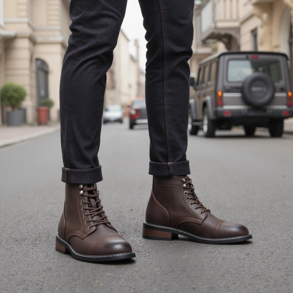 Hecrafted Ankle Western Leather Boots For Men Everyday Comfort