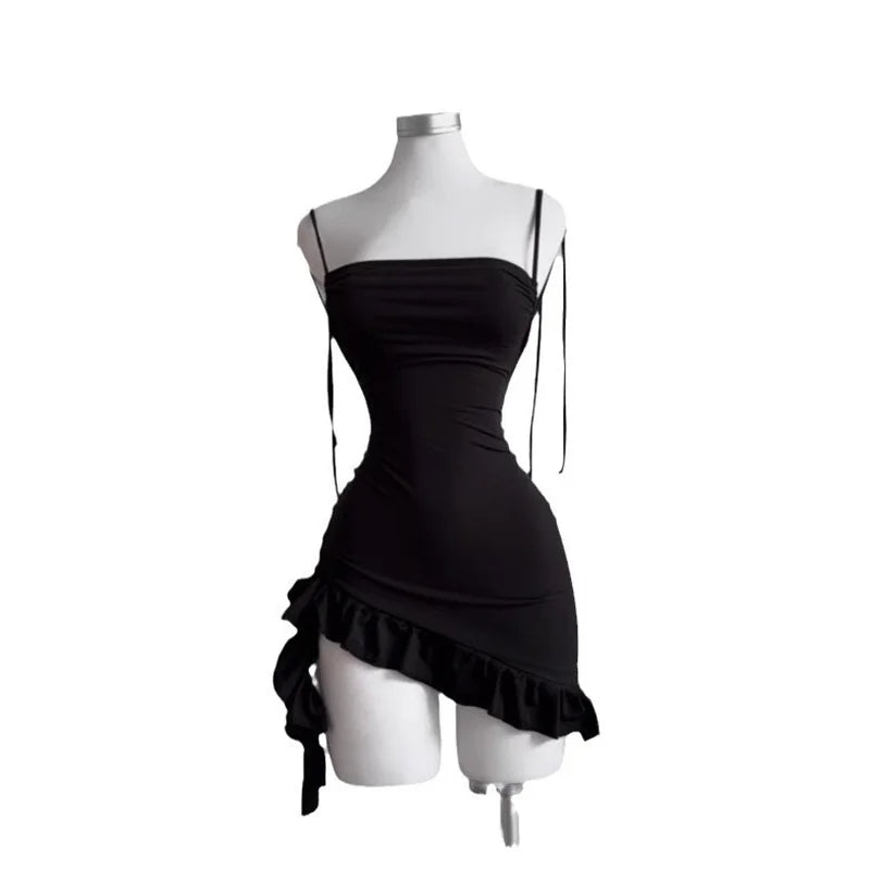 Linglsix Sleeveless Backless Mini Dress Women Lace Up Bodycon