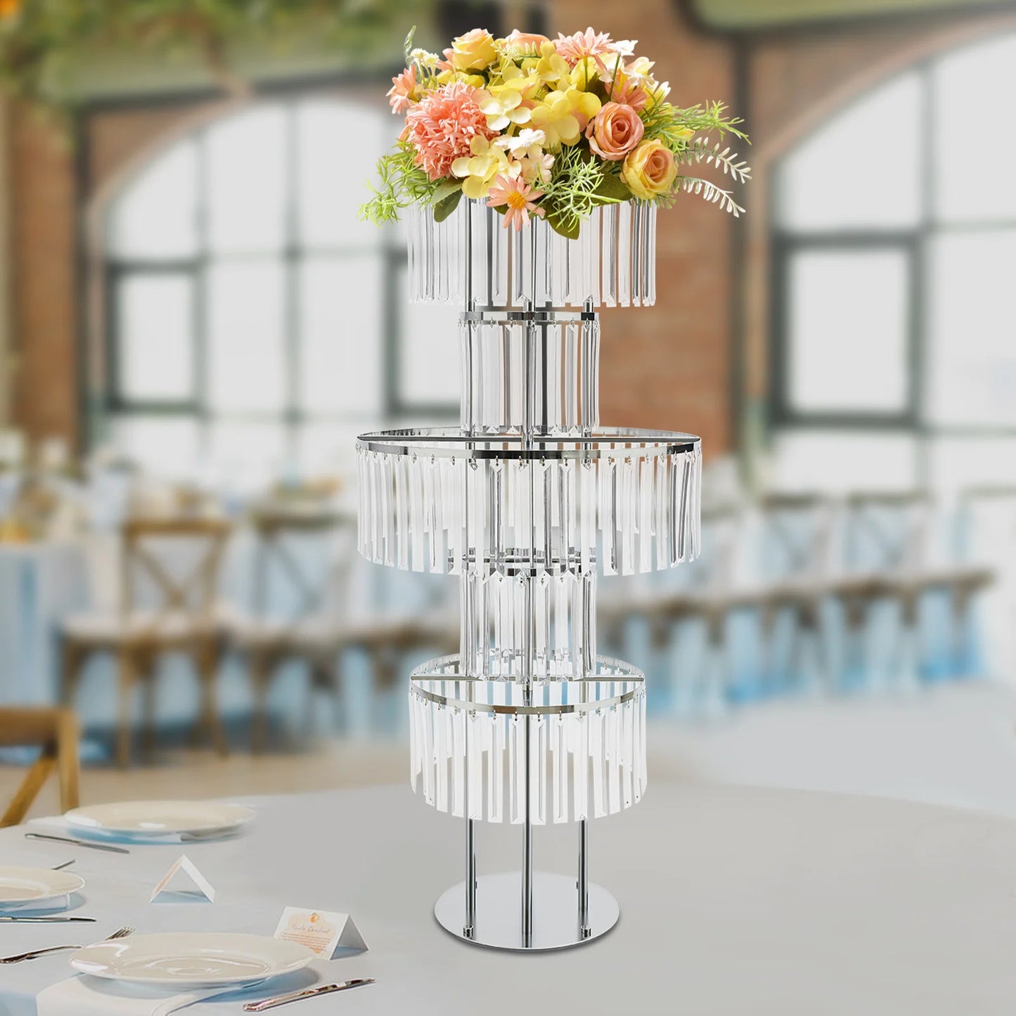 Five Tier Iron And Acrylic Wedding Centerpiece Stand