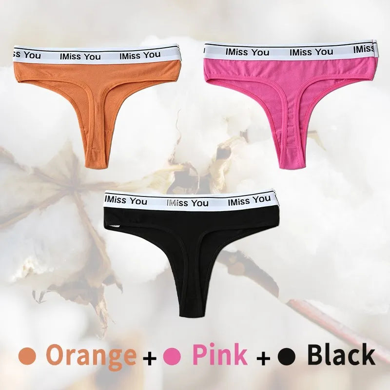 Cotton Women Thongs Low Rise Panties G String Tangas