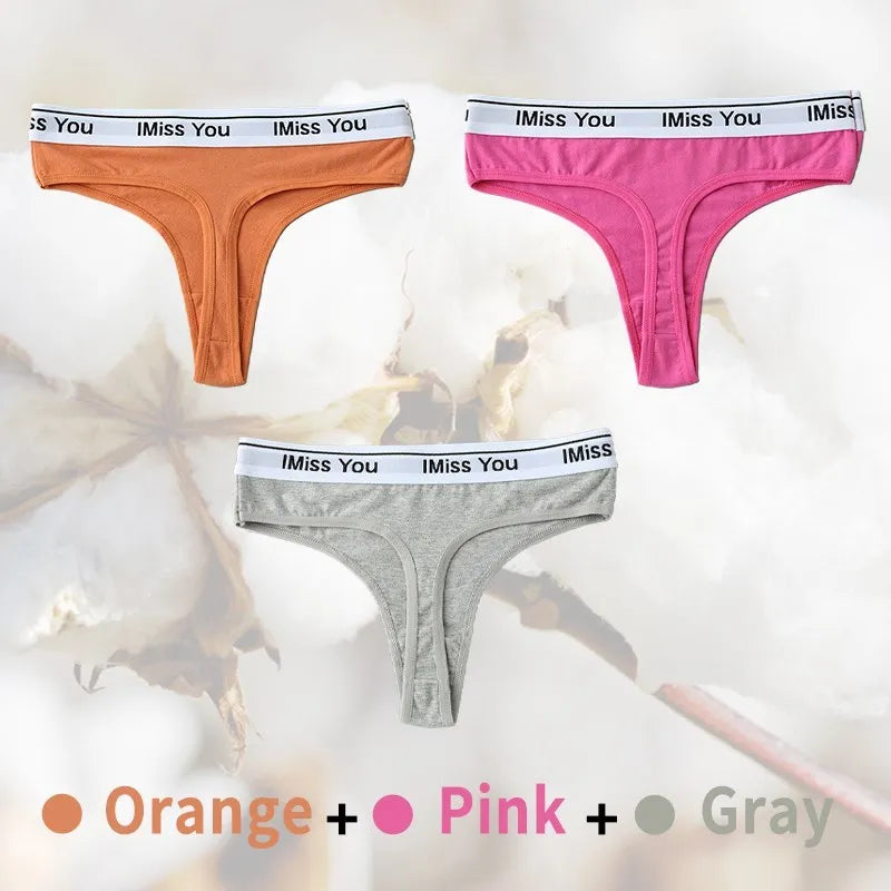 Cotton Women Thongs Low Rise Panties G String Tangas