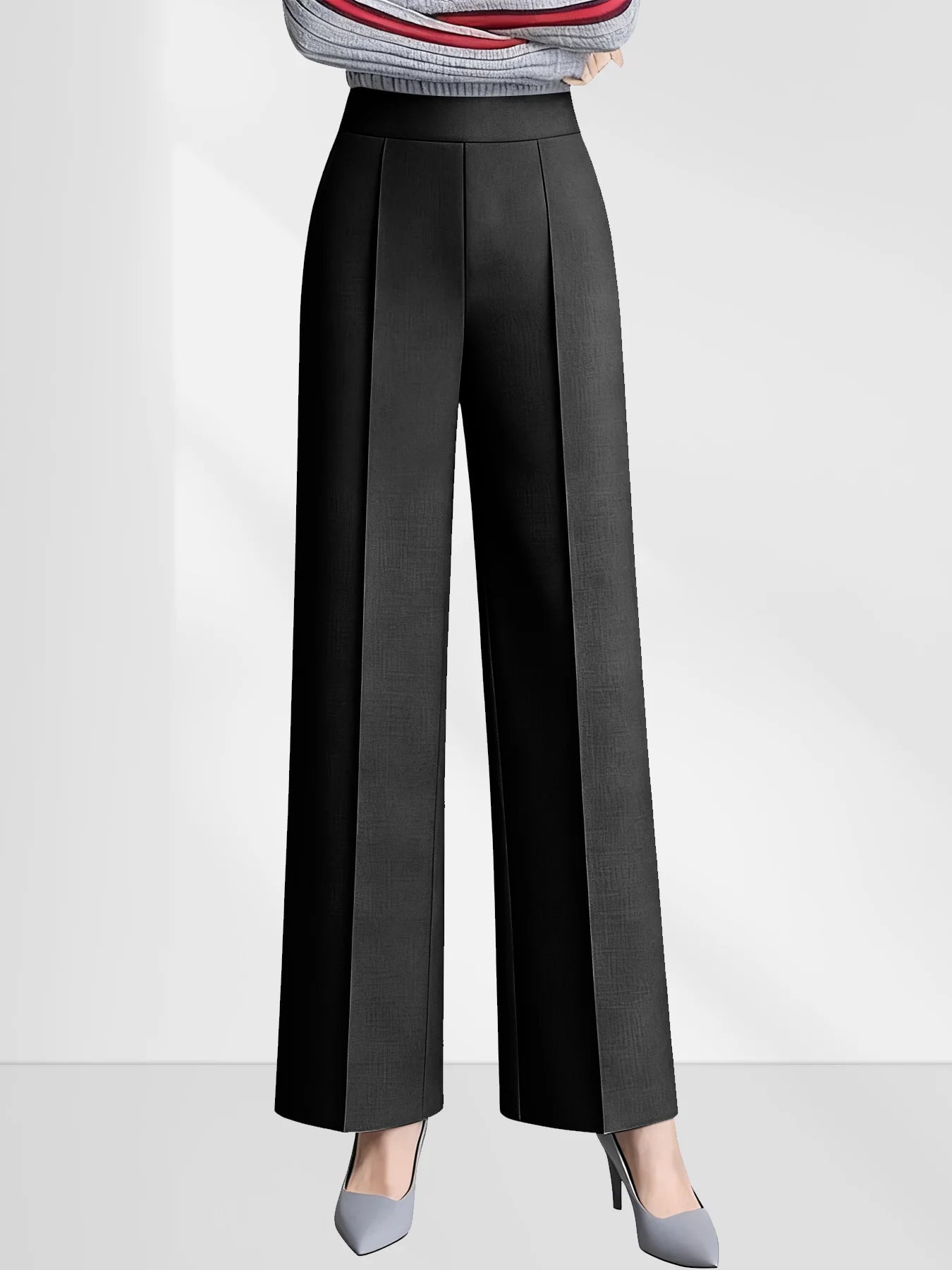 Wide Leg High Waist Women's Casual Pants With Pockets