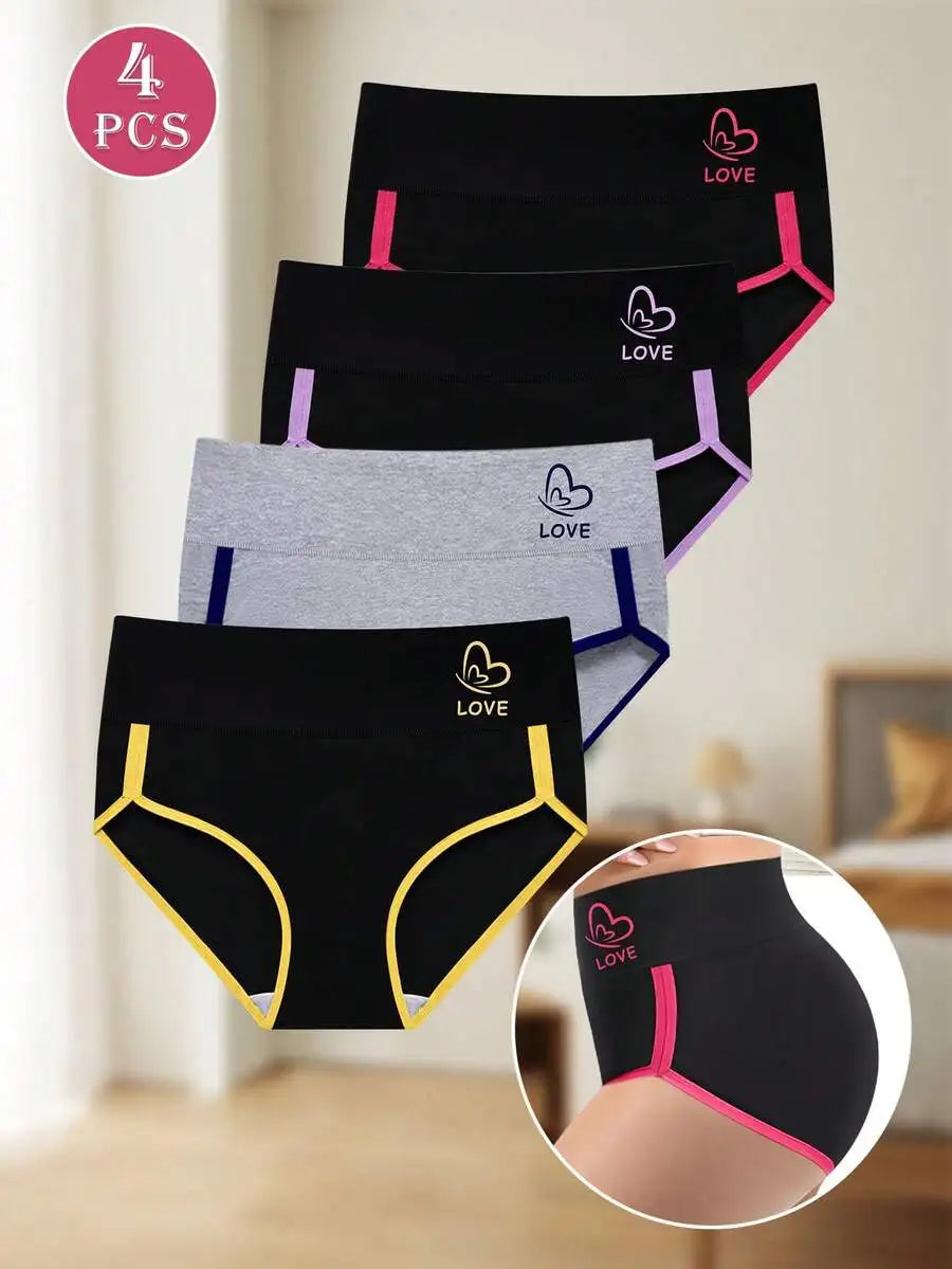 Women's High Waist Breathable Cotton Panties Pack Of Four