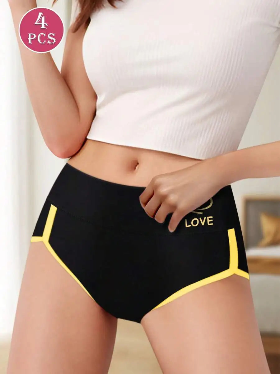 Women's High Waist Breathable Cotton Panties Pack Of Four