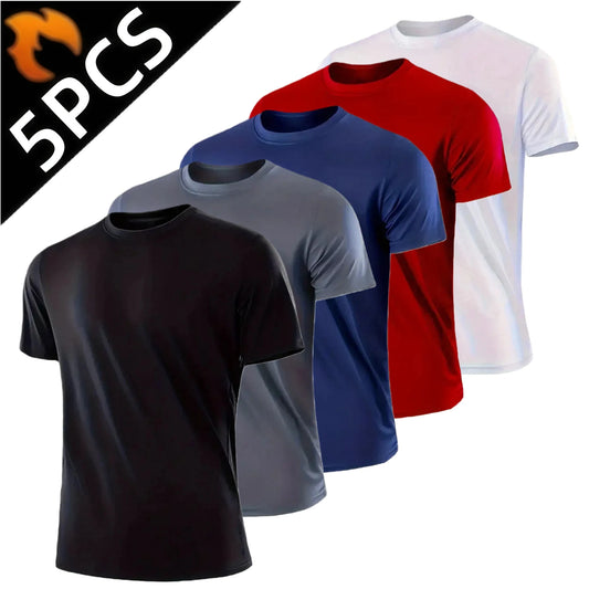 Men Quick Dry Short Sleeve Polyester Athletic Gym Shirt Top