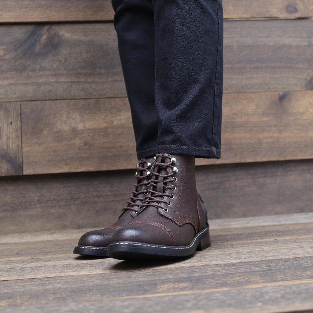 Hecrafted Ankle Western Leather Boots For Men Everyday Comfort