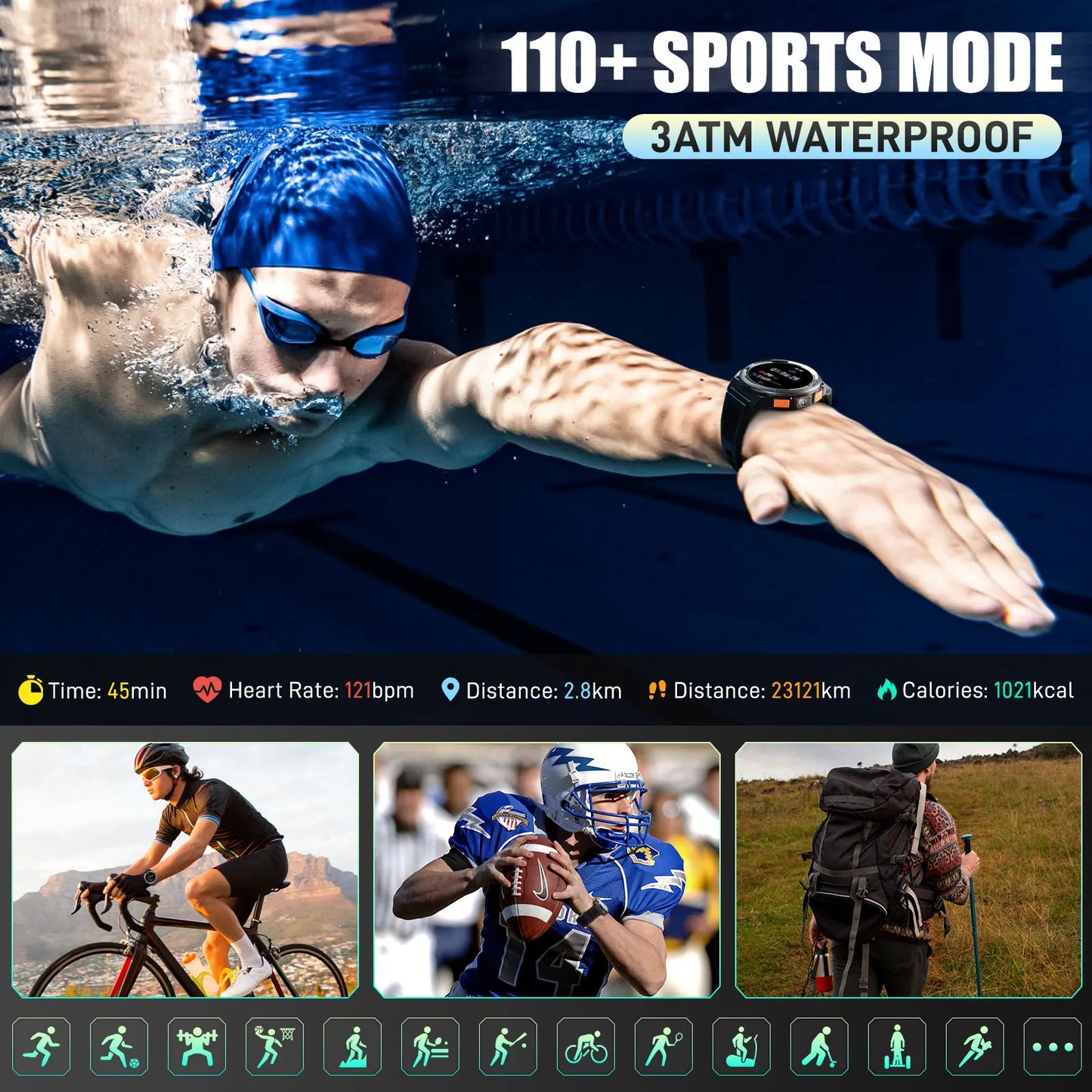 EIGIIS KE5 Smartwatch With Compass Barometer And Altitude 3ATM Waterproof